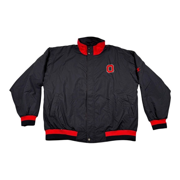Vtg Ohio State Buckeyes Jacket Mens Large Black NCAA Football Big Logo Full Zip
